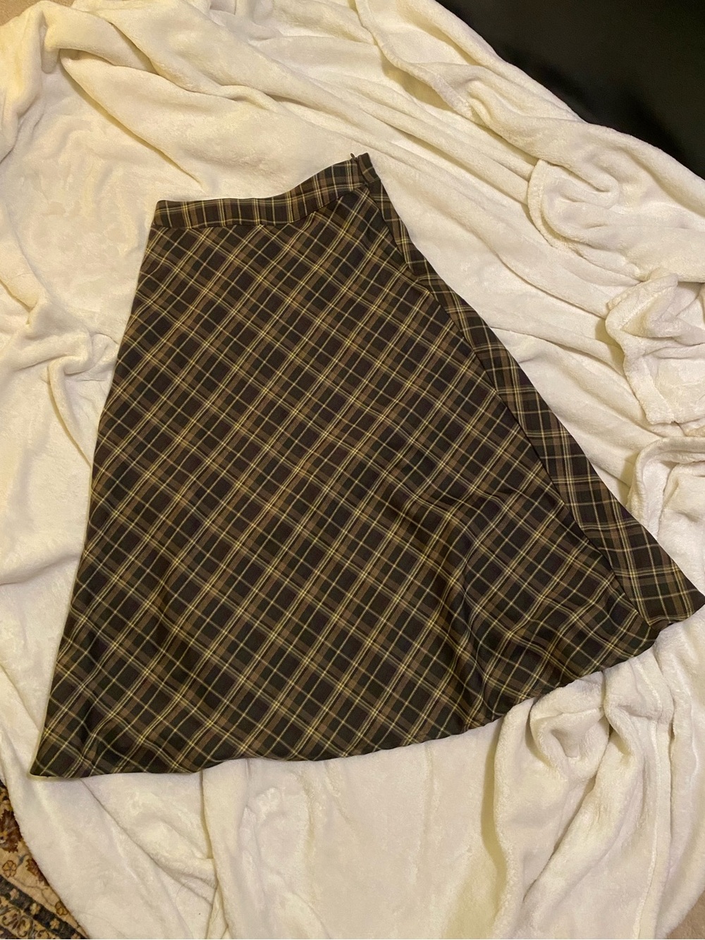 Cider Plaid A-Line Midi Skirt